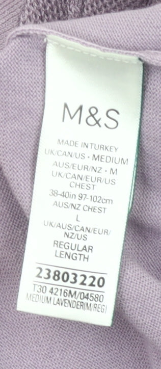 Marks and Spencer Men’s Purple Knitted Polo Shirt M Regular Fit