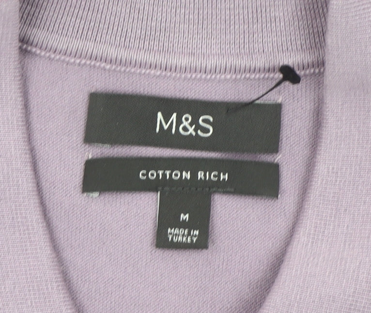 Marks and Spencer Men’s Purple Knitted Polo Shirt M Regular Fit