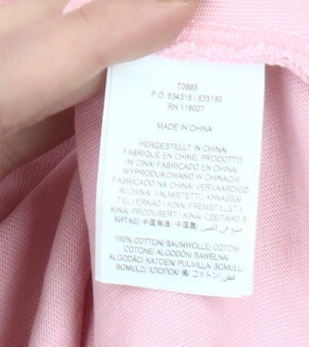 Boden Women’s Pink Ruffle Neck Jersey T-Shirt UK 6 Puff Sleeve