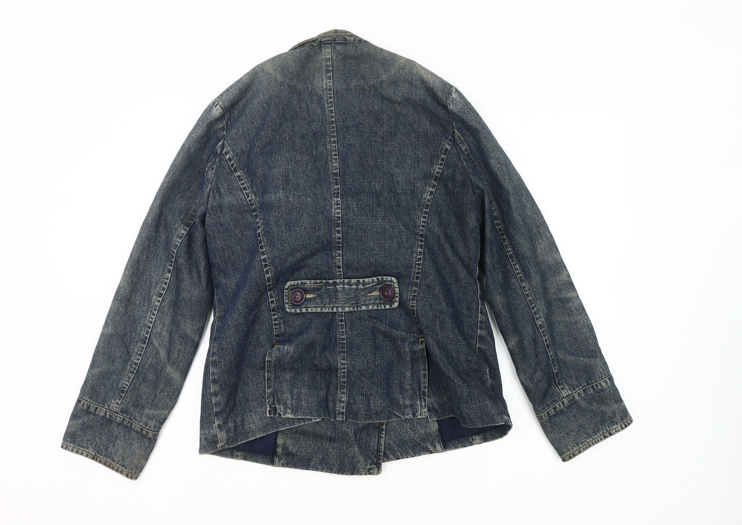 Boden Womens Blue Denim Cotton Pea Coat Jacket Size 12