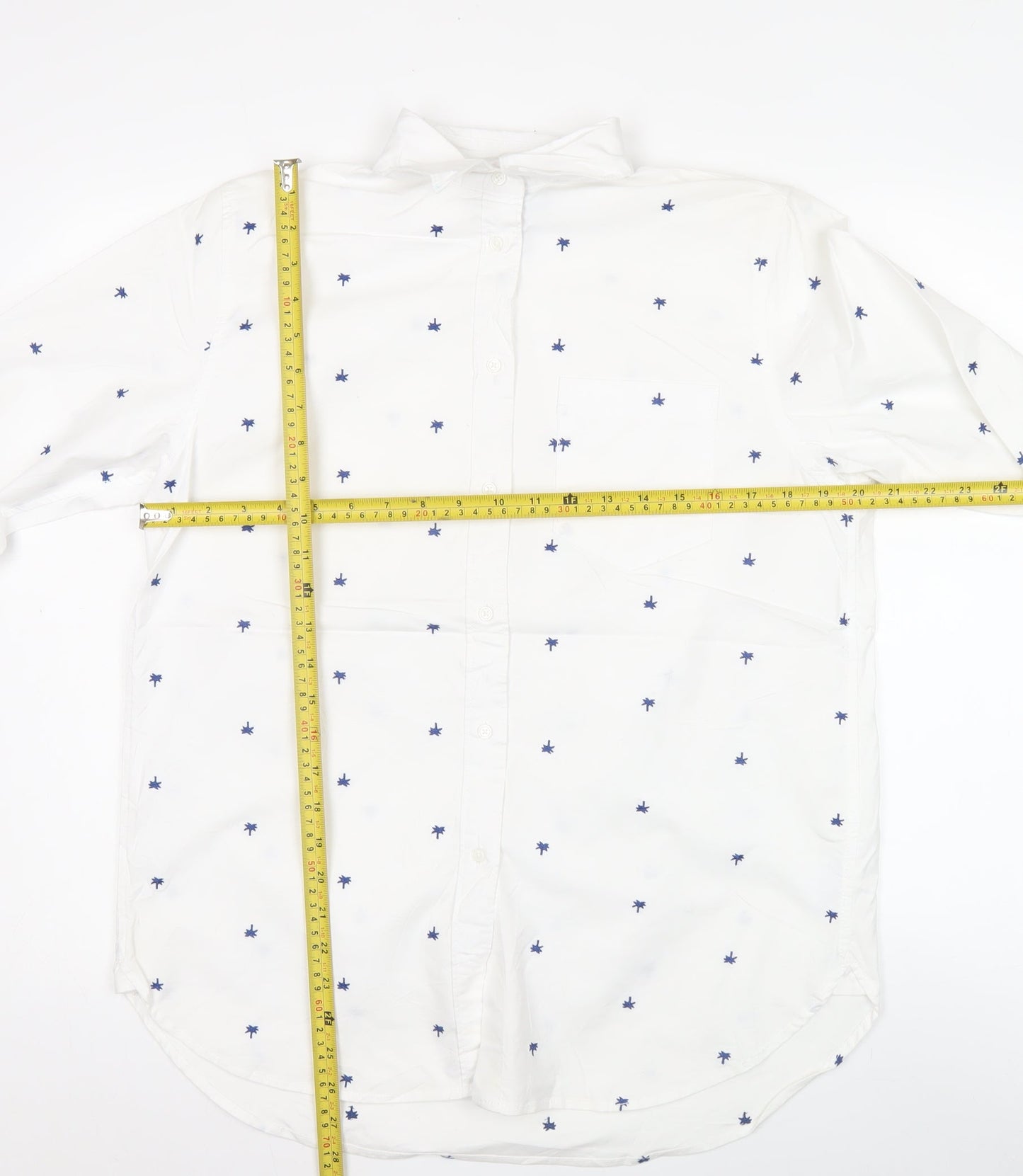 Lands' End Men White S Regular Fit Long Sleeve Button-Up Shirt