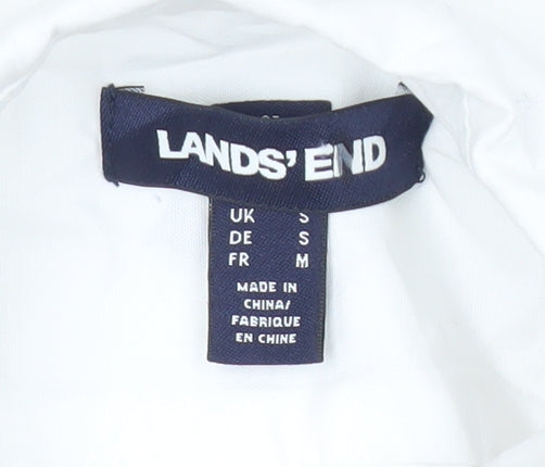 Lands' End Men White S Regular Fit Long Sleeve Button-Up Shirt