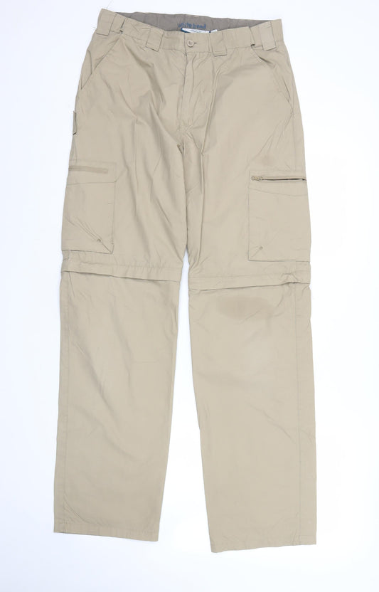 Mountain Warehouse Men’s Beige Cargo Trousers L Cotton Nylon Pockets