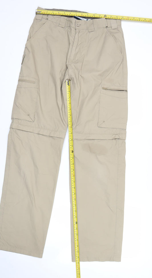 Mountain Warehouse Men’s Beige Cargo Trousers L Cotton Nylon Pockets