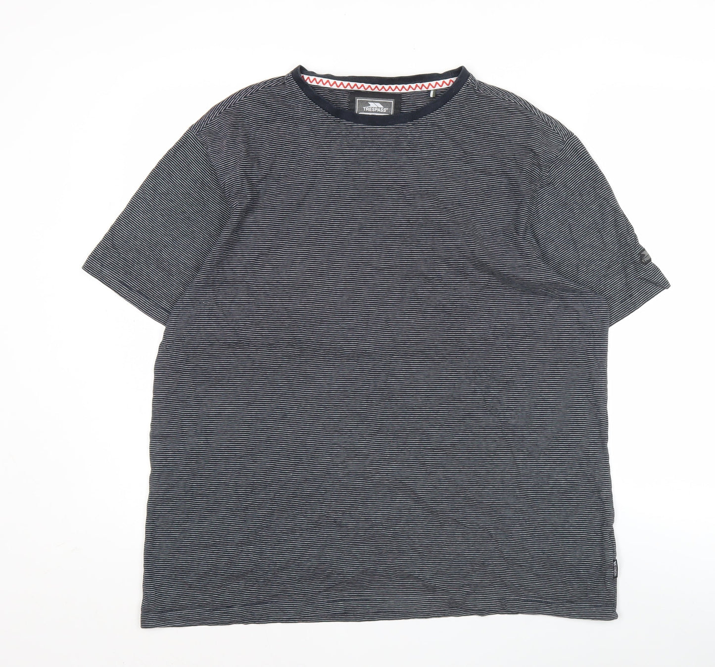 Trespass Men’s Grey Striped XL Short Sleeve Crew Neck T-Shirt