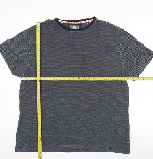 Trespass Men’s Grey Striped XL Short Sleeve Crew Neck T-Shirt