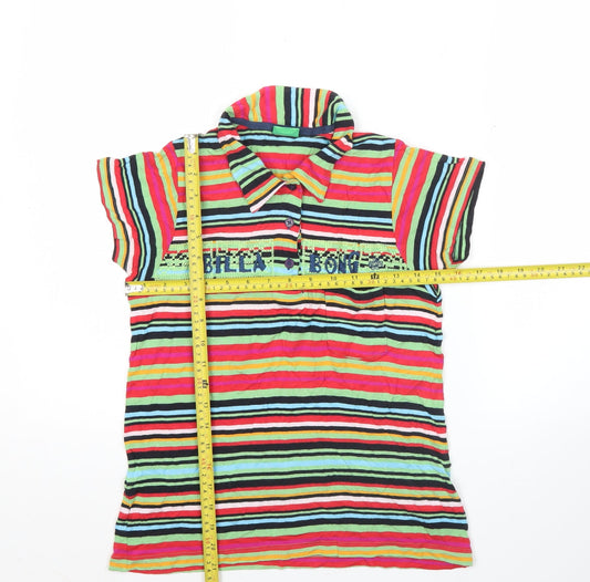 Billabong Womens Multicoloured Striped Polo Shirt M Summer Casual