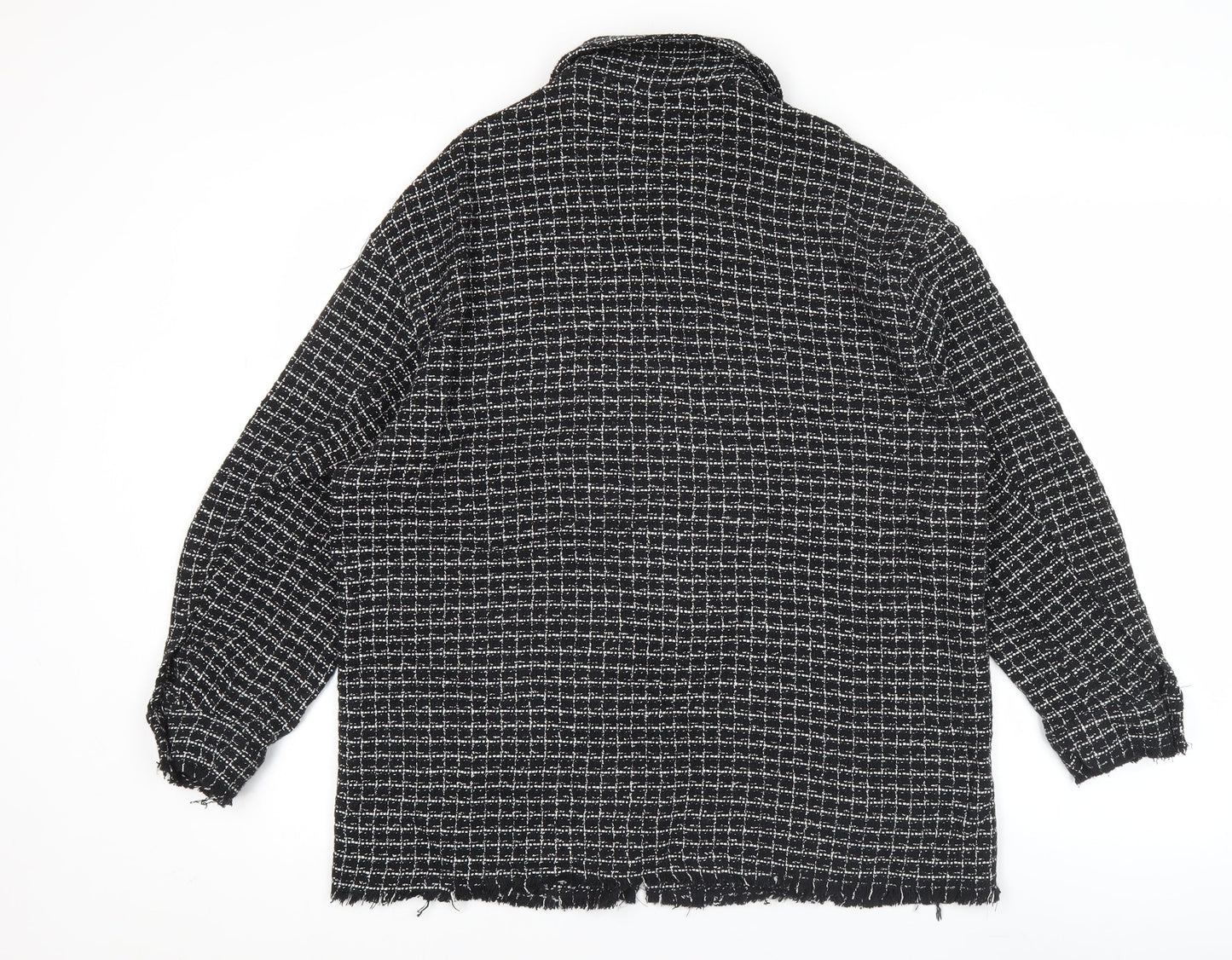 Zara Womens Black Tweed Check Jacket Size S Long Sleeve