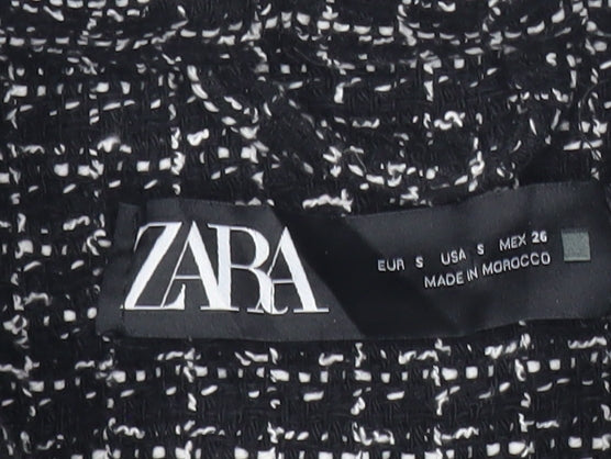 Zara Womens Black Tweed Check Jacket Size S Long Sleeve