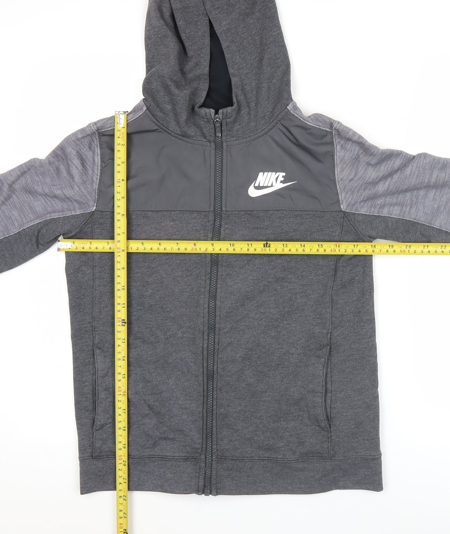 Nike Boys Grey Full Zip Hoodie 12-13 Years Regular Fit Sportswear