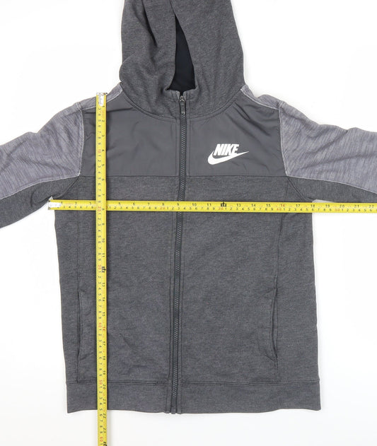 Nike Boys Grey Full Zip Hoodie 12-13 Years Regular Fit Sportswear