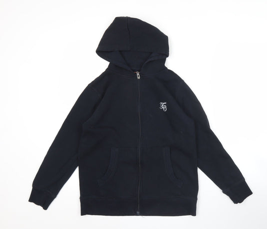 French Connection Girls Black Full Zip Hoodie 13-14Y Cotton Blend