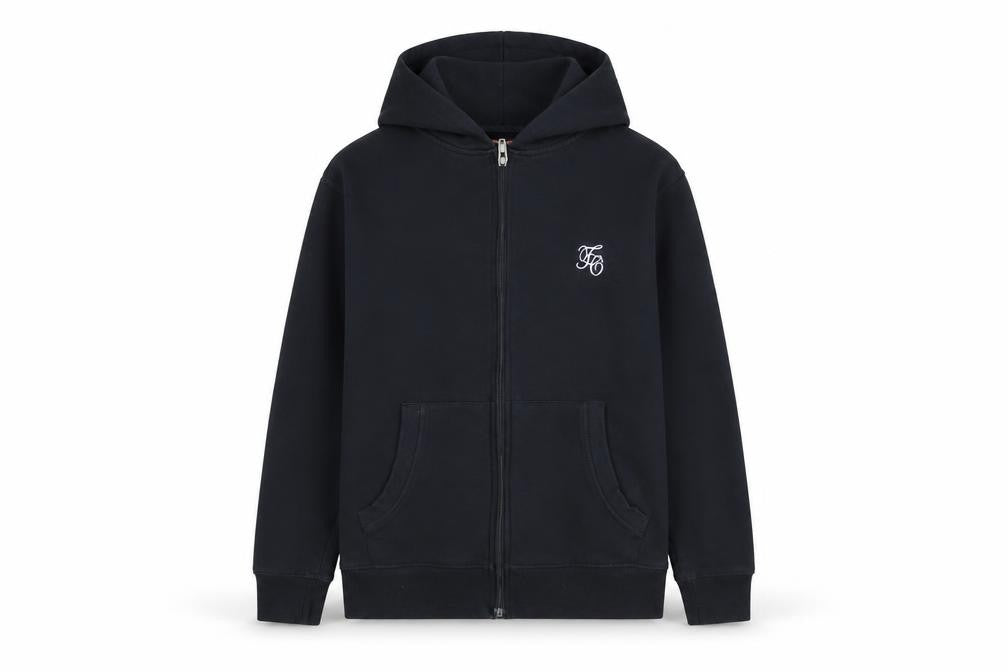 Front view of French Connection girls’ black full zip hoodie 13-14y cotton blend