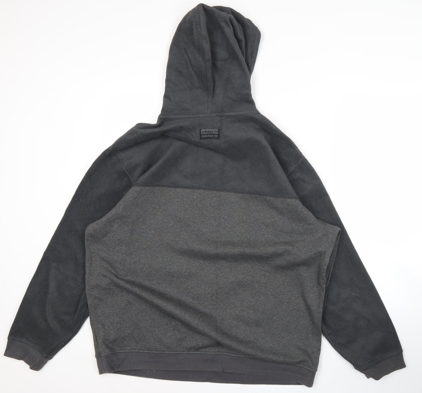 Adidas Mens Grey Pullover Hoodie Size L Logo Sports Fleece Sweatshirt