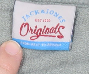 Jack & Jones Mens Green Pullover Sweatshirt M Graphic Print Logo
