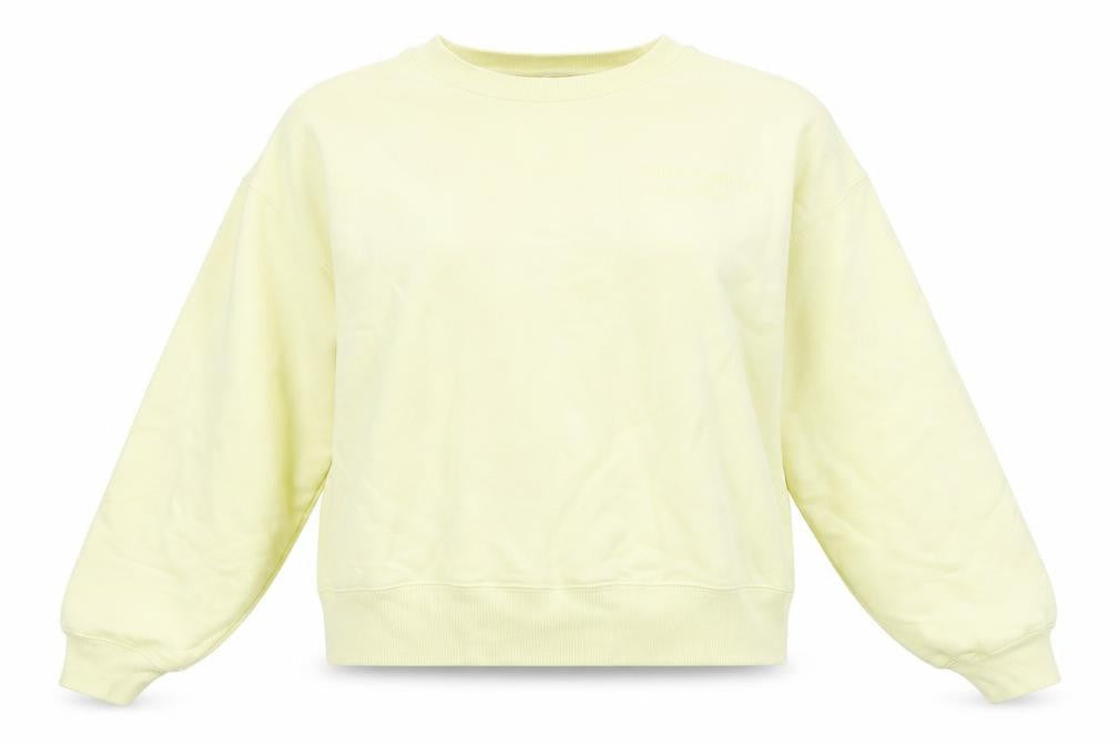 Women’s Yellow Pullover Sweatshirt Crew Neck Cotton Size 8 Relaxed Fit