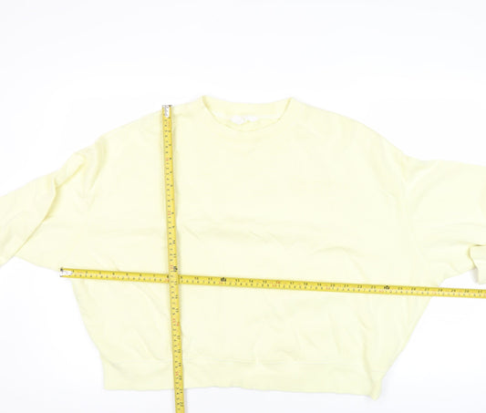 Women’s Yellow Pullover Sweatshirt Crew Neck Cotton Size 8 Relaxed Fit