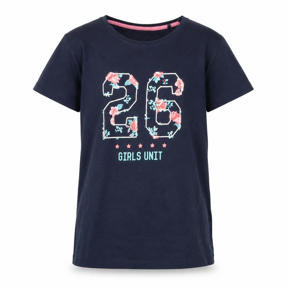 Front view of Pepperts girls’ blue 12-14y graphic print cotton t-shirt