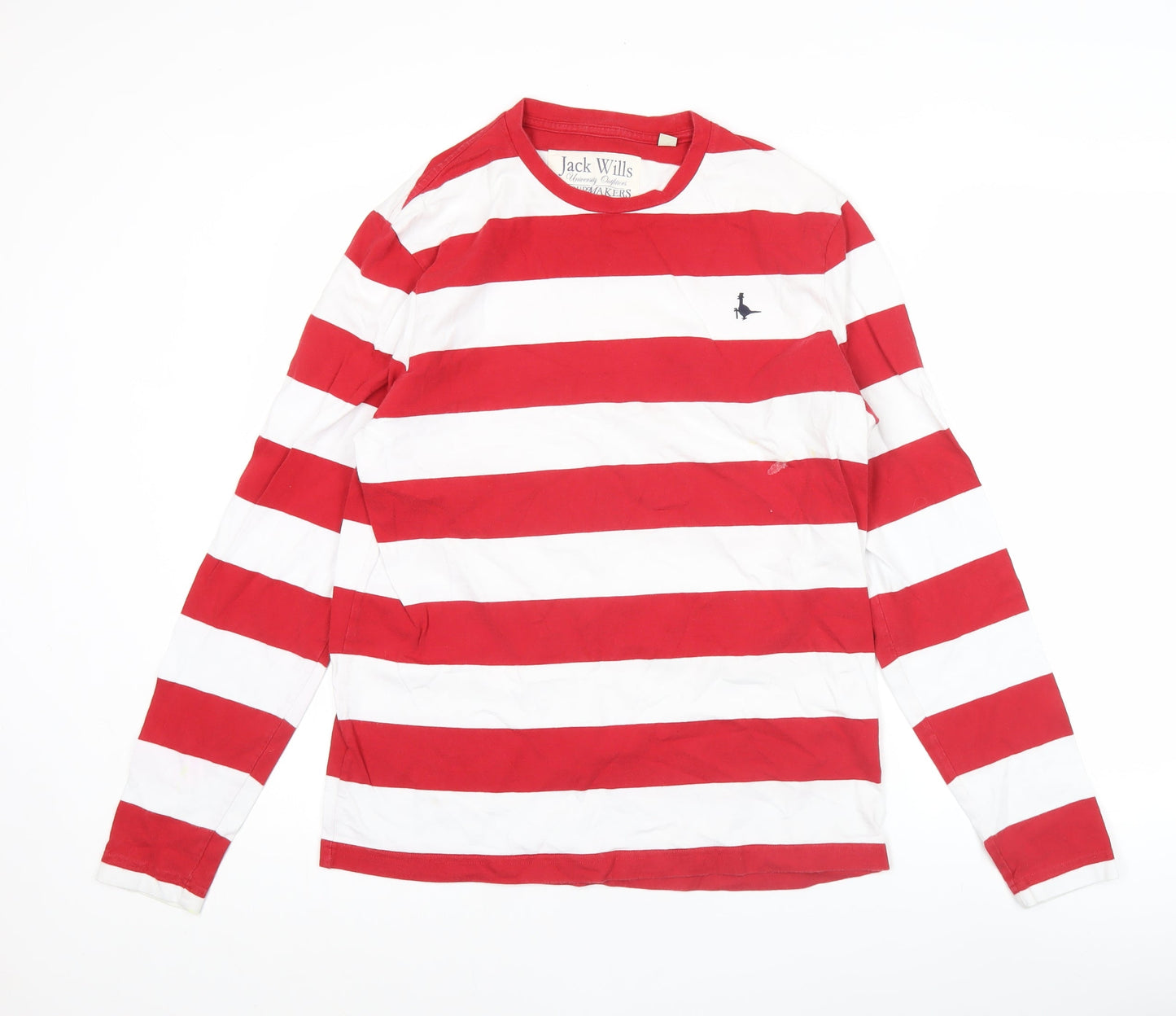 Jack Wills Men’s Red White Stripe Cotton Long Sleeve T-Shirt M