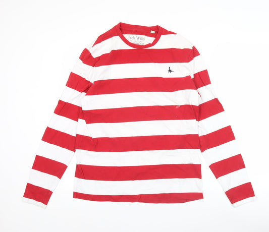 Jack Wills Men’s Red White Stripe Cotton Long Sleeve T-Shirt M