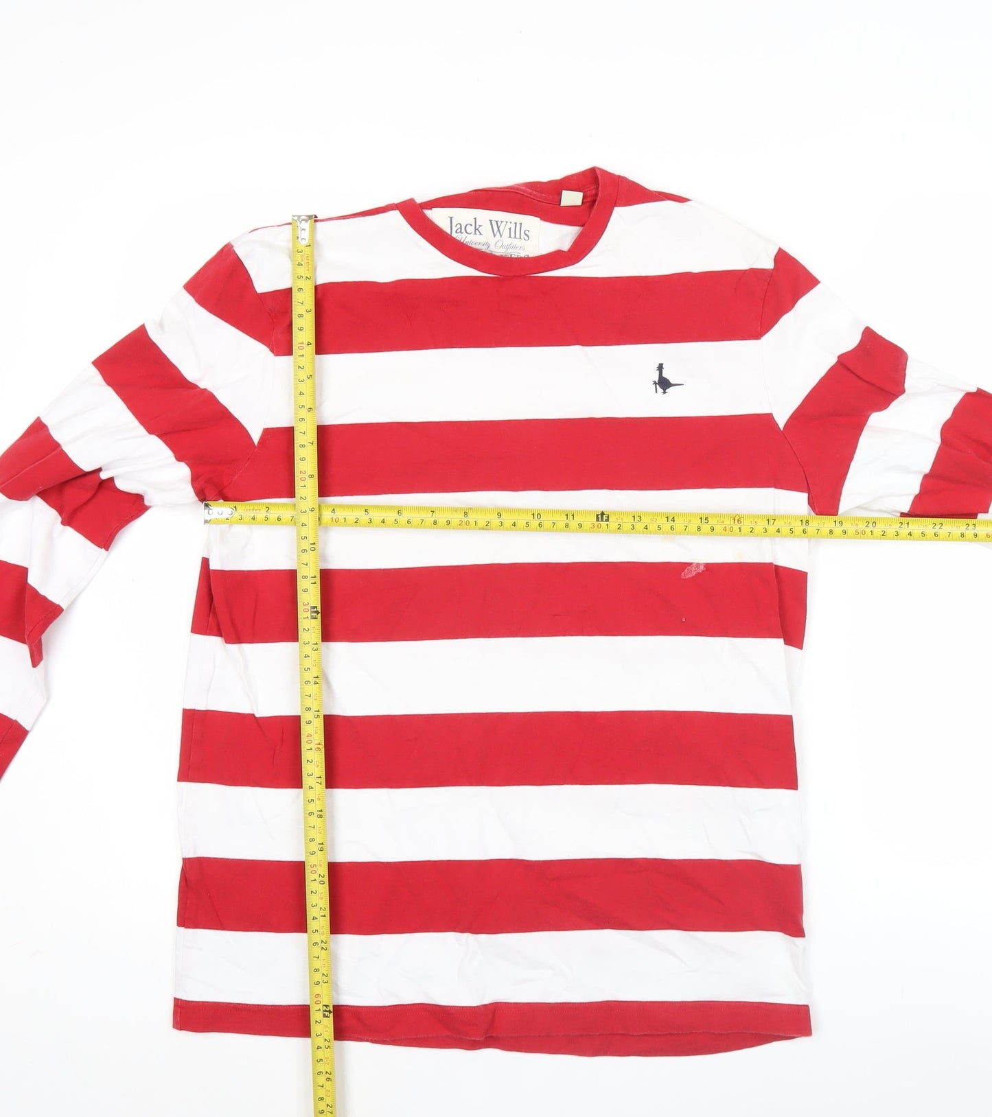 Jack Wills Men’s Red White Stripe Cotton Long Sleeve T-Shirt M