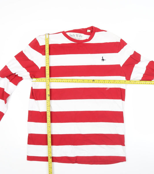 Jack Wills Men’s Red White Stripe Cotton Long Sleeve T-Shirt M