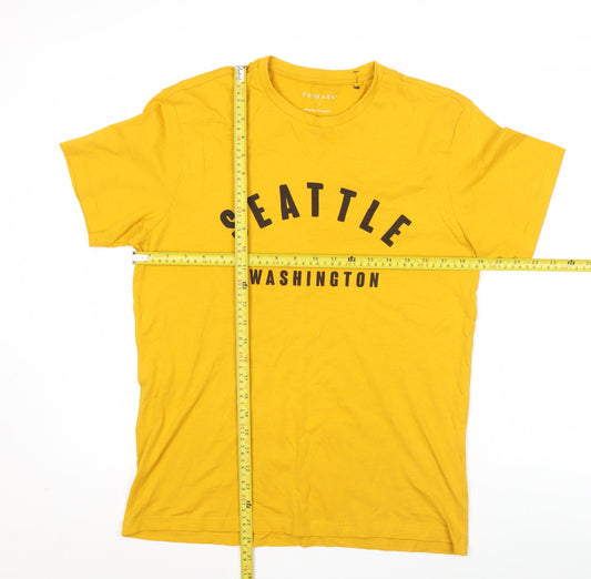 Primark Men's Yellow Seattle Washington Graphic T-Shirt Size S