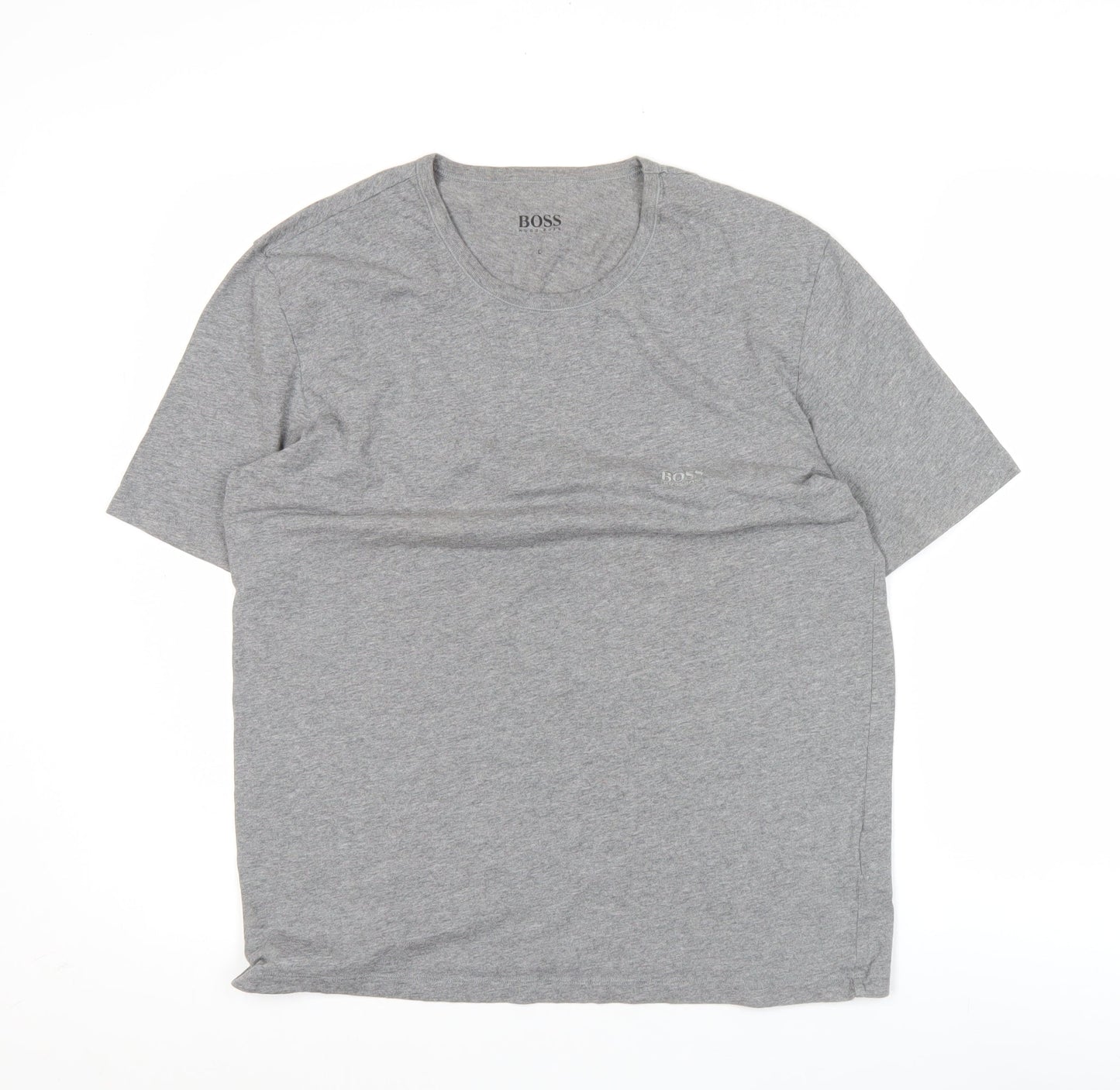 Hugo Boss Men’s Grey Cotton Crew Neck Logo T-Shirt Size L