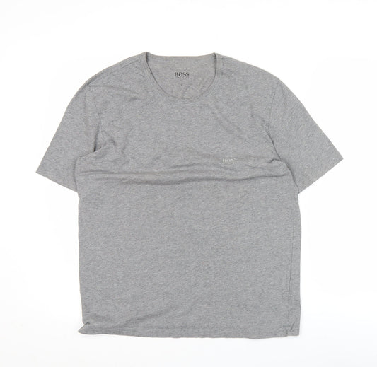 Hugo Boss Men’s Grey Cotton Crew Neck Logo T-Shirt Size L