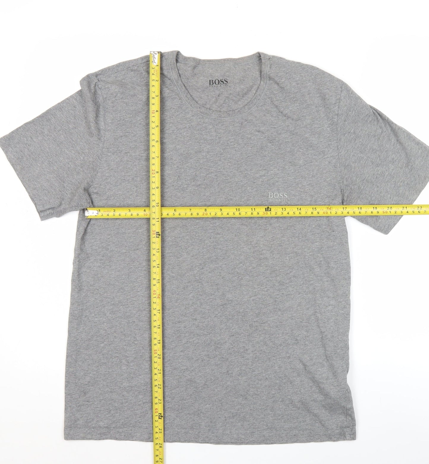 Hugo Boss Men’s Grey Cotton Crew Neck Logo T-Shirt Size L
