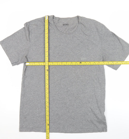 Hugo Boss Men’s Grey Cotton Crew Neck Logo T-Shirt Size L