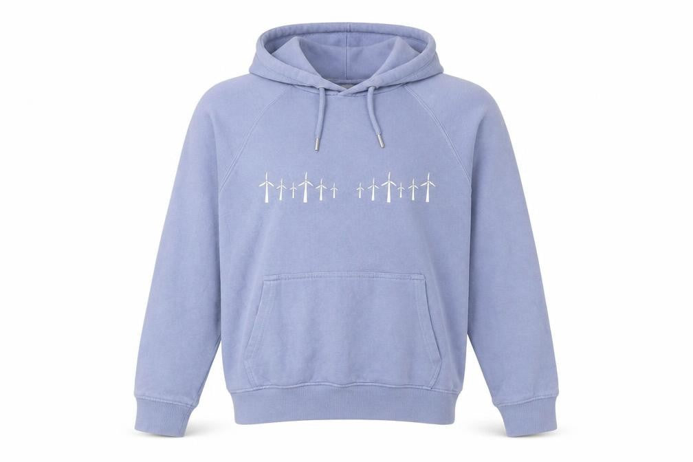 SOL'S Women's Blue XS Pullover Hoodie Wind Turbine Print