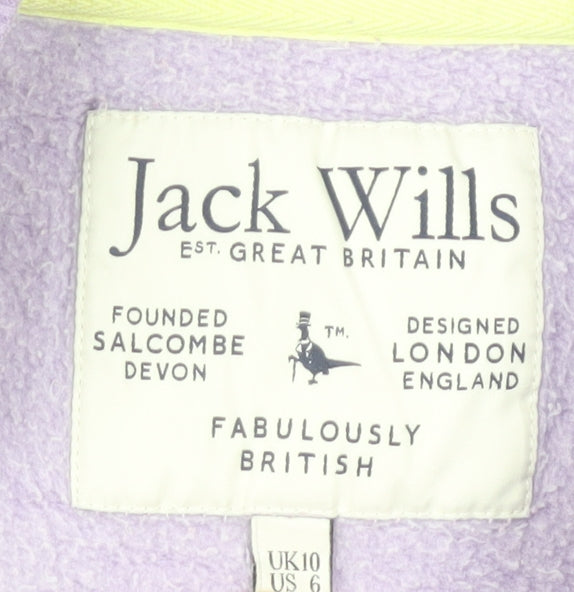 Jack Wills Womens Purple Sweatshirt UK 10 Cotton Blend Crew Neck