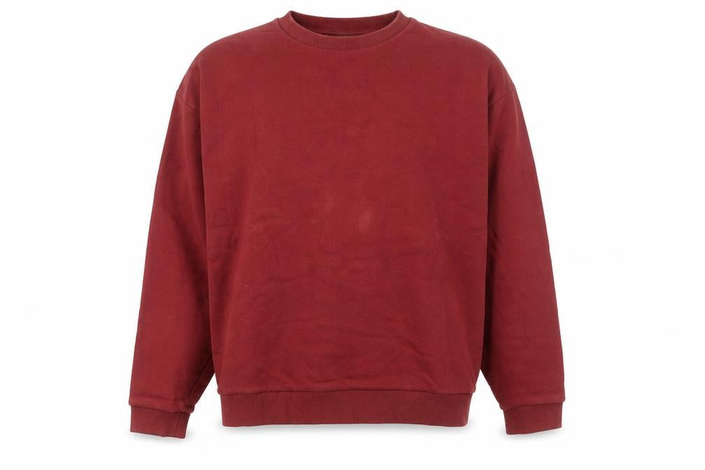 Front view of ASOS Men’s Red Crew Neck Pullover Sweatshirt, size M, Regular Fit
