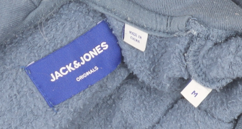 Jack & Jones Mens Blue Pullover Hoodie Medium Originals Logo