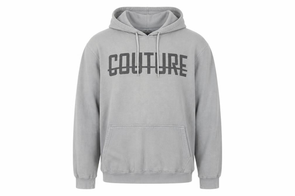 Fresh Couture Mens Grey Pullover Hoodie L Logo Print