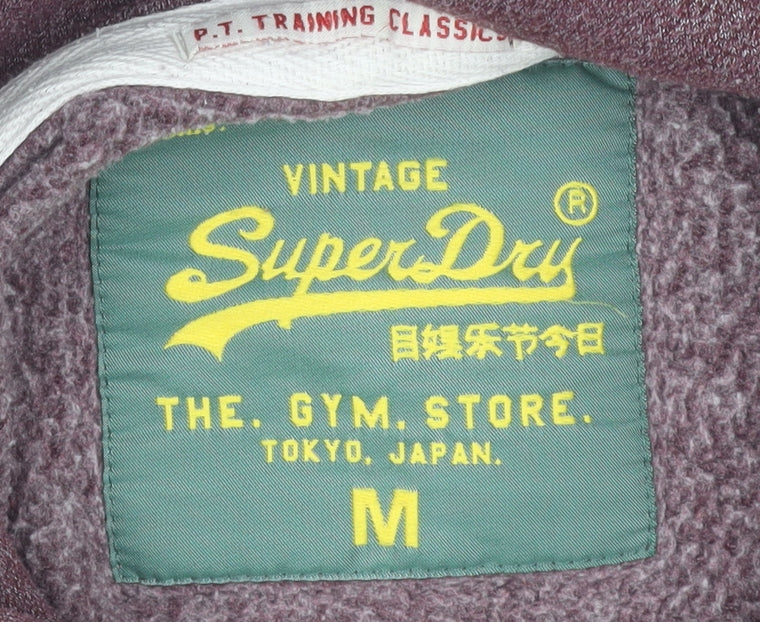 Superdry Men’s Purple Pullover Hoodie M Logo Graphic Cotton Blend