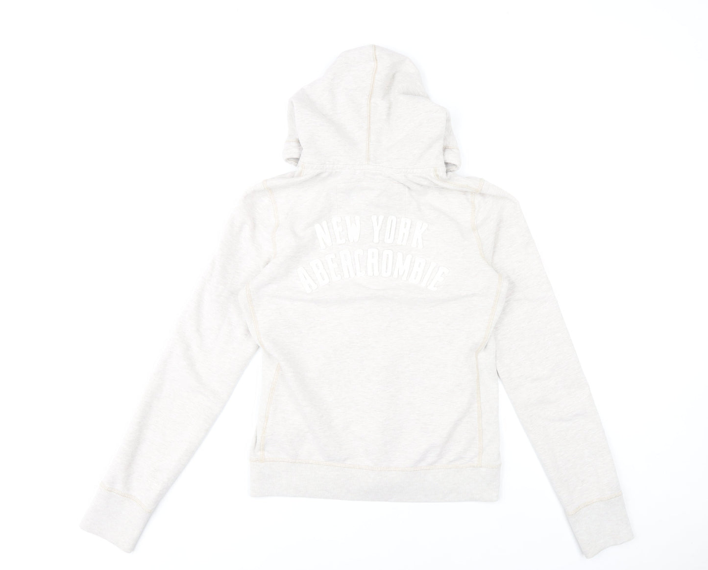 Abercrombie & Fitch Womens Beige Hoodie Sweatshirt Size L Full Zip