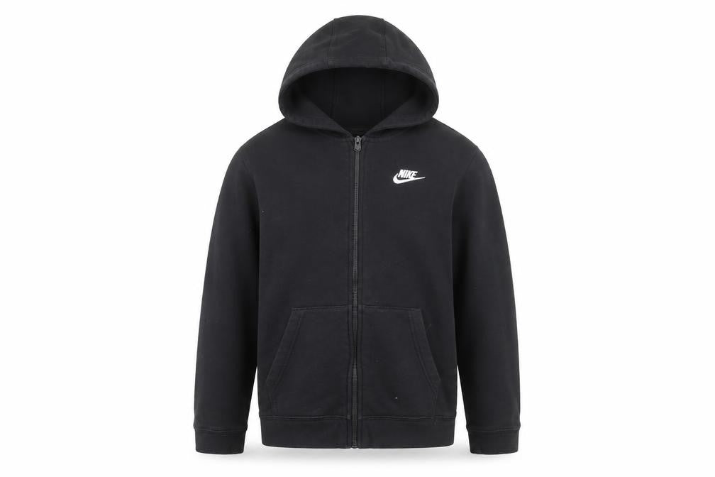 Nike Boys Black Full Zip Hoodie XL 158-170cm Cotton Blend Hooded Sweatshirt