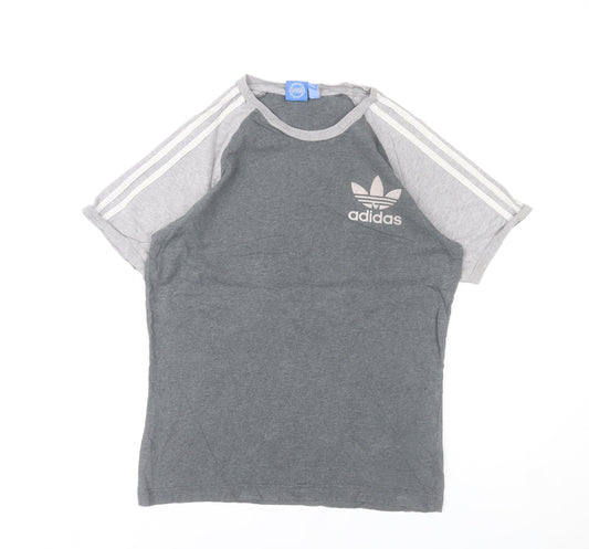 Adidas Men’s Grey Small Crew Neck Short Sleeve Cotton Sports T-Shirt