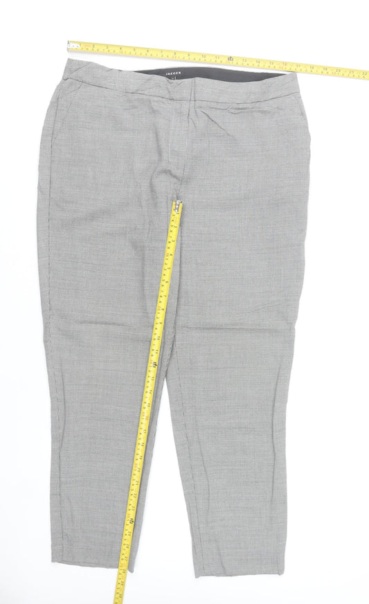 Jaeger Womens Grey Check Wool Blend Dress Pants Size 14