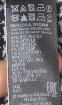 Marks and Spencer Womens Grey Houndstooth Blazer UK 10