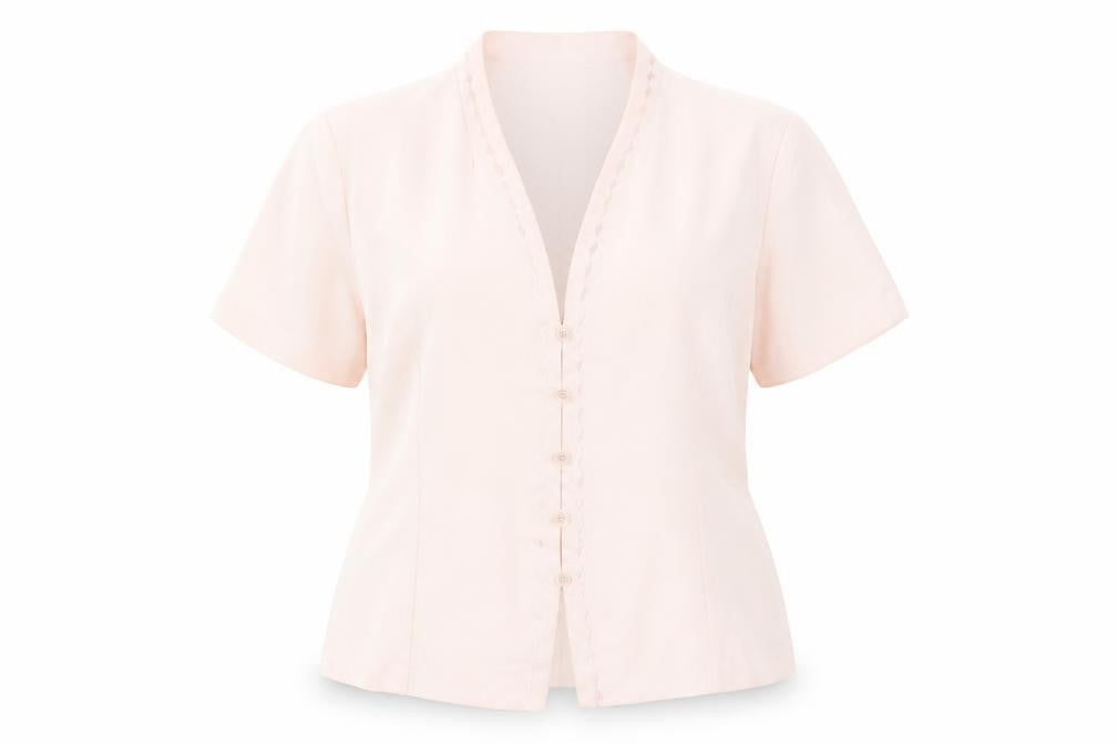 Country Casuals Women Pink Size 16 Blouse Short Sleeve V-Neck