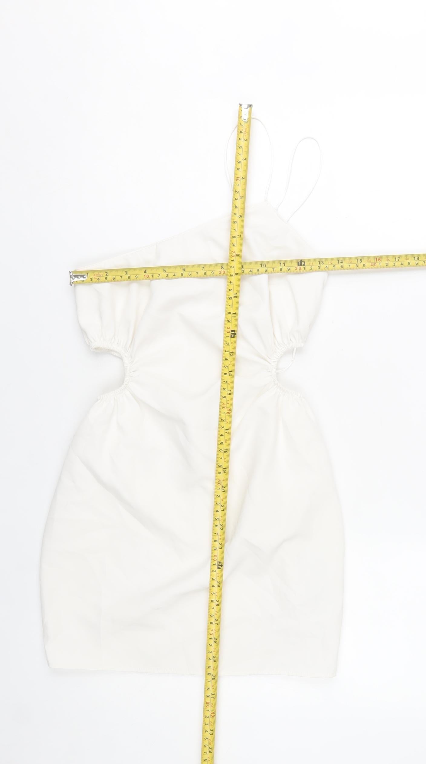 Zara Women’s White One Shoulder Bodycon Cut Out Dress XS