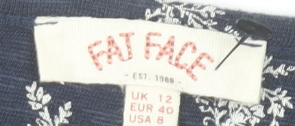 Fat Face Women Blue Paisley Print Tunic T-Shirt Size 12