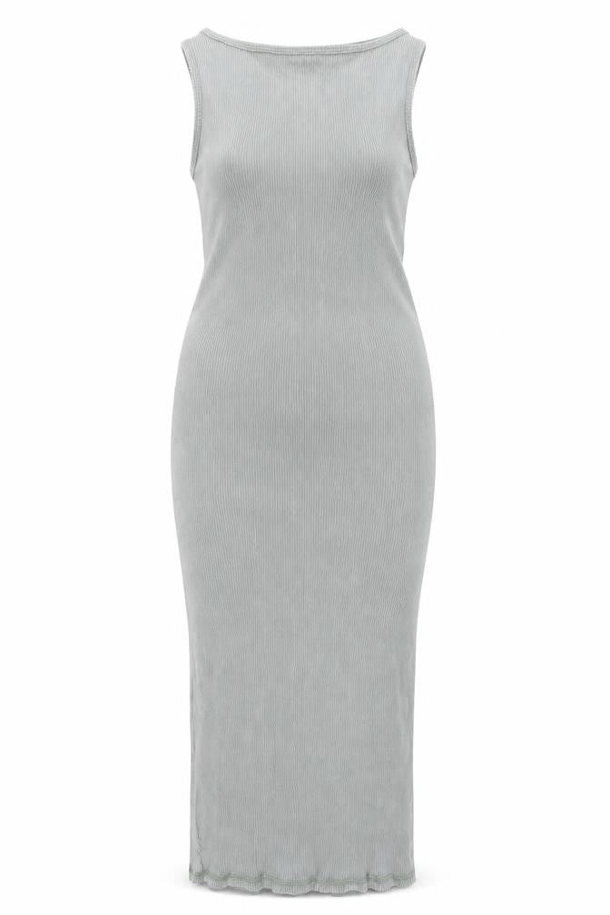 H&M Women’s Green Bodycon Midi Dress Size 12 Sleeveless Stretch