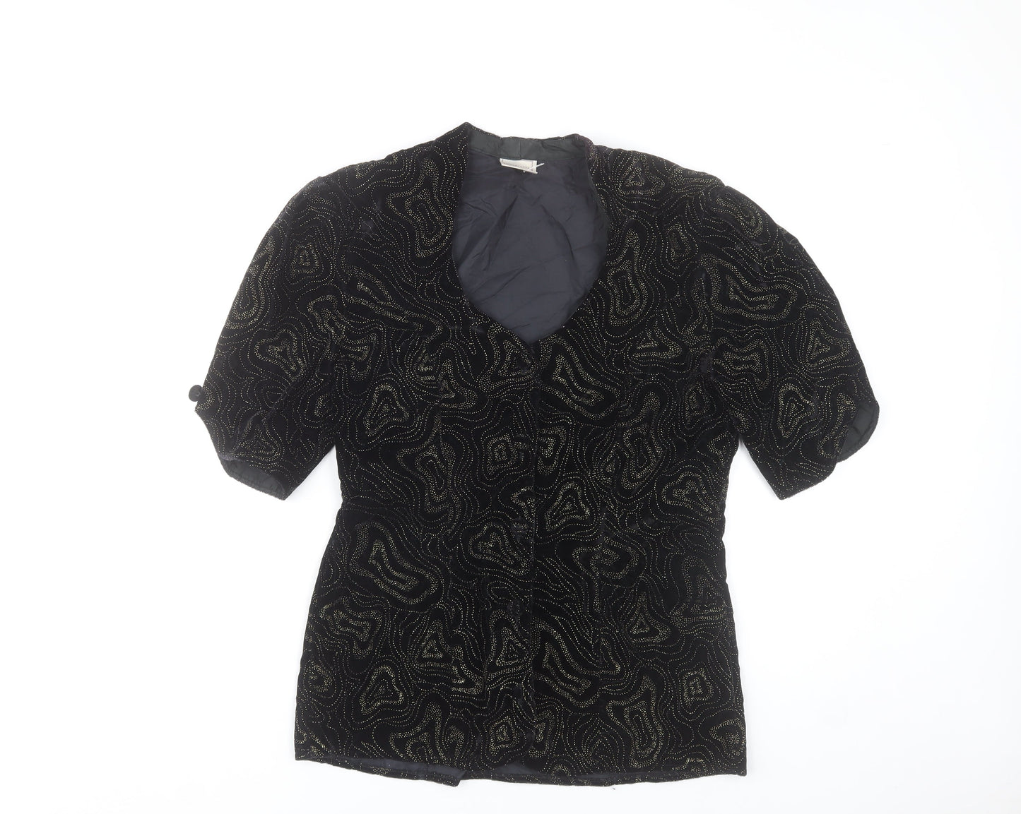 Charlotte Halton Womens Black Beaded Velvet Blouse UK 12