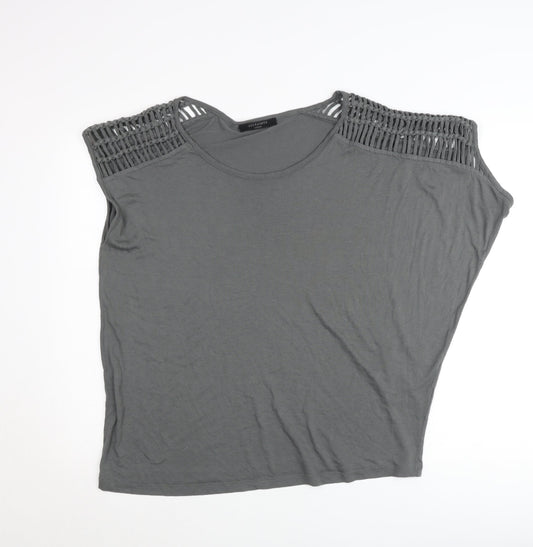 AllSaints Women Grey L Camisole T-Shirt with Crochet Detail