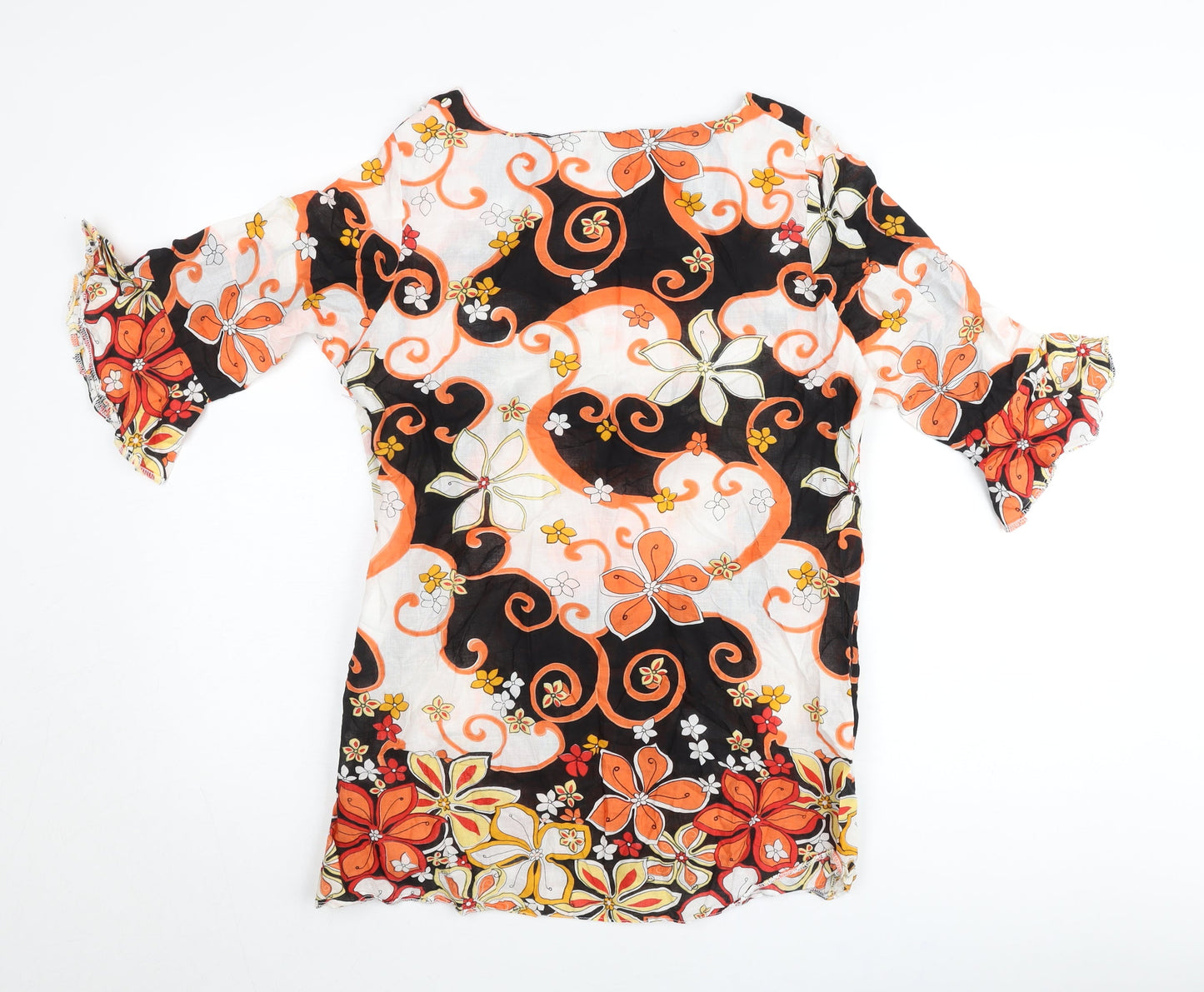 Bella Moda Womens Multicoloured Floral Cotton Tunic Blouse Size 14