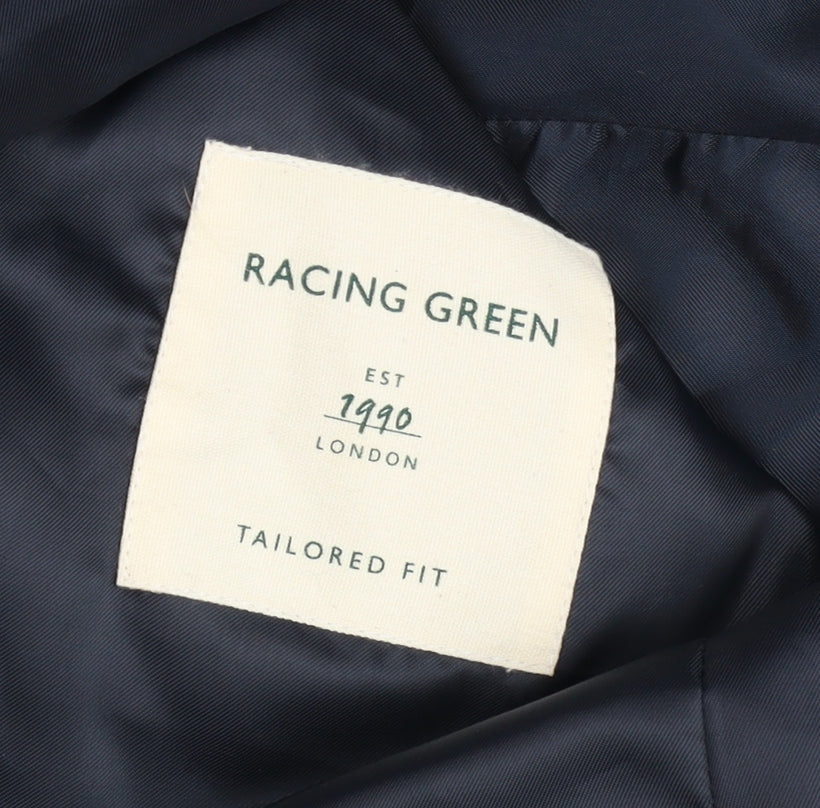 Racing Green Men’s Black Slim Fit Wool Blend Suit Jacket 38R